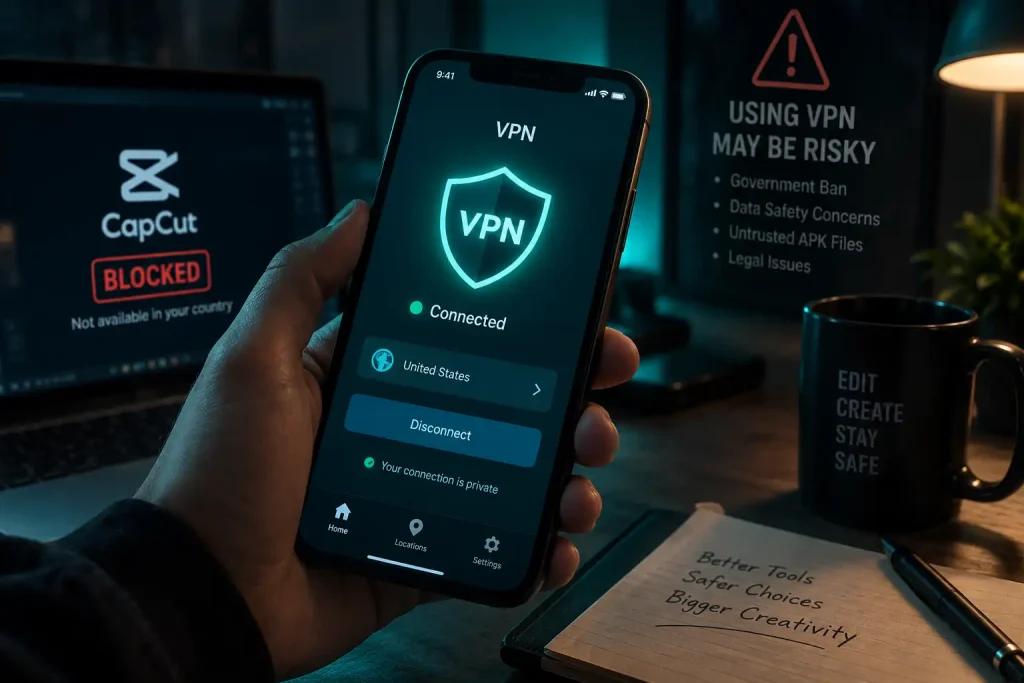 Using CapCut with a VPN in India
